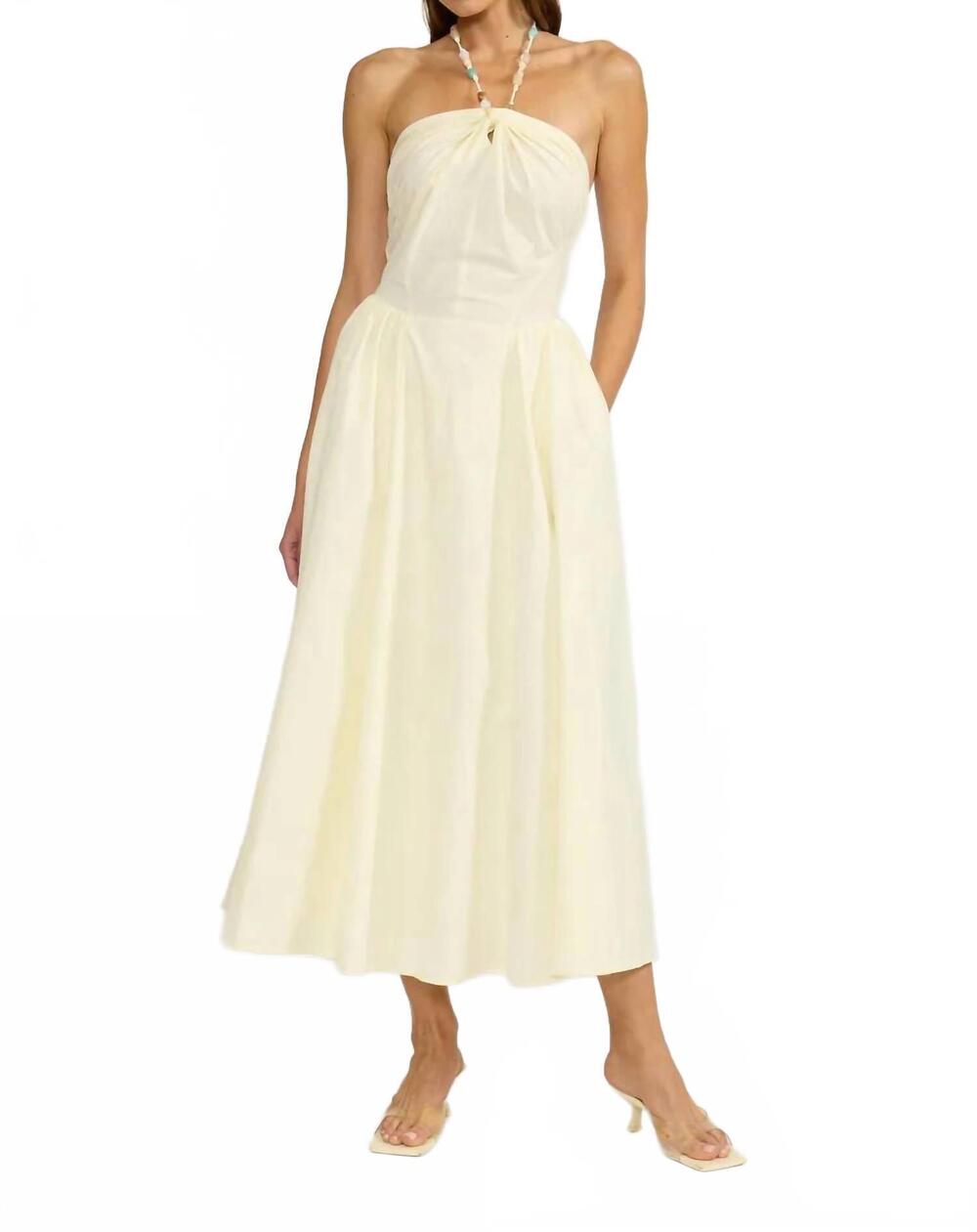 NEW LUCY PARIS hillary beaded halter dress in yellow